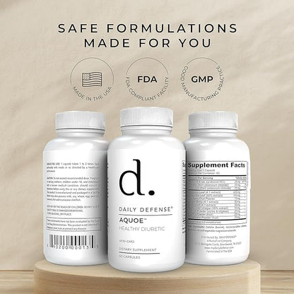 Diuretic Pills - Cranberry Pills with Green Tea, Dandelion, Apple Cider Vinegar & More - AQUOE Water Away Pills for Bloating & Fitness - Water Pills by Daily Defense, 60 Capsules