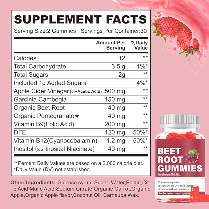 Beet Root Gummies Supplements, Beet Root Chewables, Beet Root Gummy Supplement for Adults, Energy Providing, Nutrition Supporting, Multivitamin