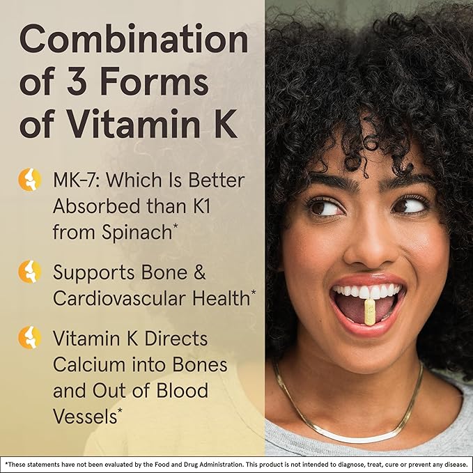Jarrow Formulas K-Right - Vitamin K-Complex (K1, MK-4, MK-7, D3) - 60 Servings (Softgels) - Dietary Supplement for Bone & Cardiovascular Health Support - Vitamin K2 MK-7 - Gluten Free