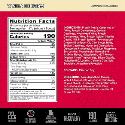 BSN SYNTHA-6 Whey Protein Powder with Micellar Casein, Milk Protein Isolate Powder, Vanilla Ice Cream, 48 Servings (Packaging May Vary)