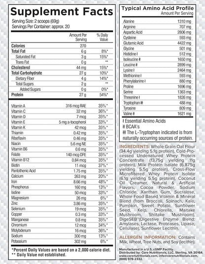 Core Nutritionals Platinum MRP Full Spectrum Meal Replacement, Sustained Release For All Day Amino Acid Support, 27G Protein, 20 Servings (Chocolate Caramel Candy Bar)