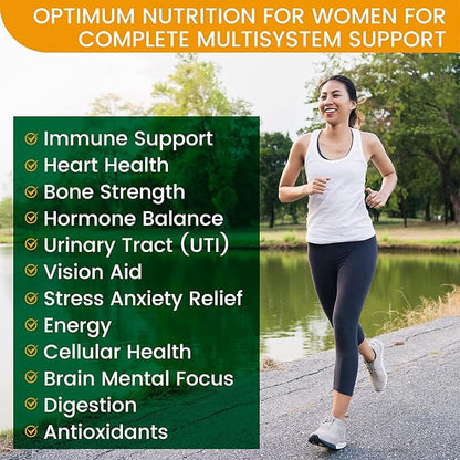 Daily Multivitamin for Women with Iron - Womens Multivitamin with 44 Organic Whole Food & Fermented Nutrients - Daily Vitamin for Women Complete Multisystem Support, 90 Vegan Caps, Non GMO