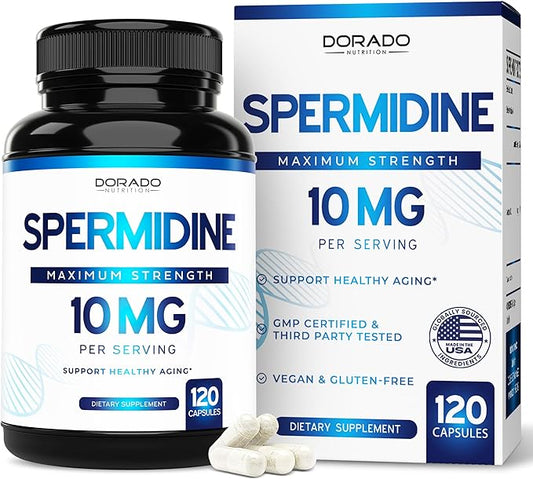Spermidine Supplement (10mg of 99% Spermidine 3HCL - Third Party Tested) 120 Capsules - Over 100x More Potent Than Wheat Germ Extract for Cell Membrane - Gluten Free & Non-GMO - Made in USA