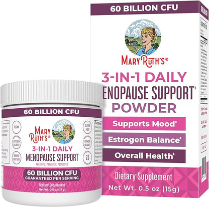 MaryRuth Organics 3-in-1 Menopause Probiotics for Women | Clinically Tested | Menopause Supplement for Women | Hormonal Support & Estrogen Supplement for Women| 60 Billion CFU | Allergen Free | 0.5 oz