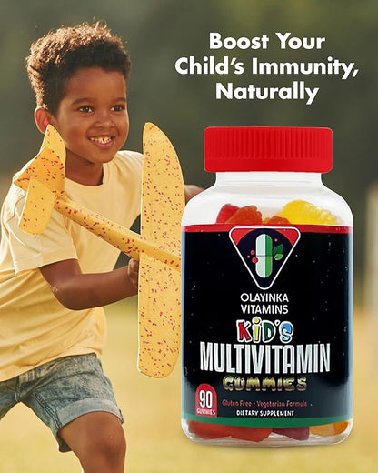 Multivitamin for Kids – High Potency Children's Immune Support with Vitamin C, Vitamin A, Vitamin E, Choline, Zinc & More – Vegetarian Vitamin Gummies for Kids, 90 Count