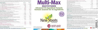 New Roots | Maximum Multi Vitamin and Minerals Supplement | 45 Ingredients: D3, Calcium, Green Tea, Bee Pollen, chlorella, spirulina Coenzyme Q10, Quercetin and More (120 Capsules)