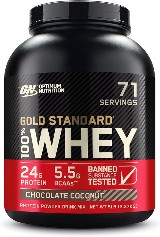 Optimum Nutrition Gold Standard 100% Whey Protein Powder, Chocolate Coconut, 5 Pound (Packaging May Vary)