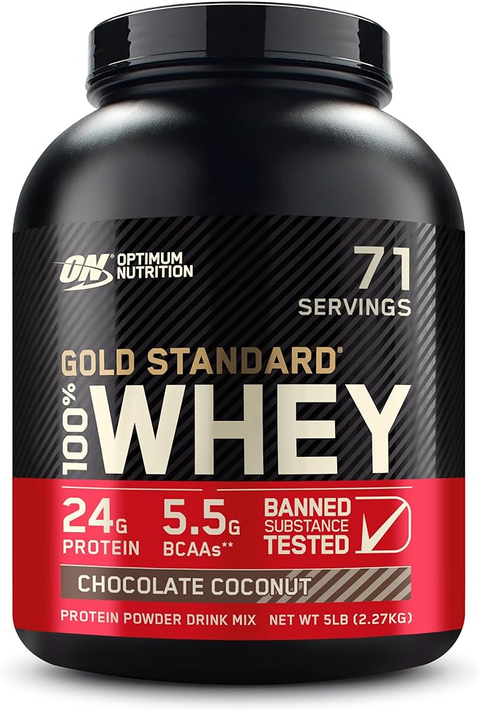 Optimum Nutrition Gold Standard 100% Whey Protein Powder, Chocolate Coconut, 5 Pound (Packaging May Vary)