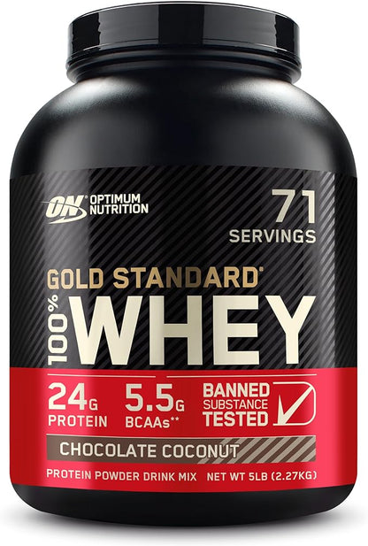 Optimum Nutrition Gold Standard 100% Whey Protein Powder, Chocolate Coconut, 5 Pound (Packaging May Vary)