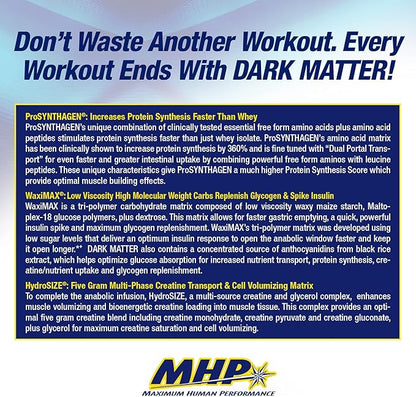 MHP Dark Matter Post Workout, Recovery Accelerator, w/Multi Phase Creatine, Waxy Maize Carbohydrate, 6g EAAs, Fruit Punch, 20 Servings, 55 Oz