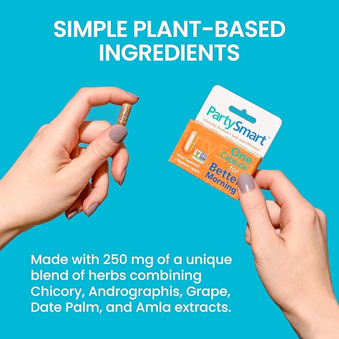 Himalaya PartySmart, One Capsule for a Better Morning After Drinking, Plant Based, Liver Support, Alcohol Breakdown, Clinically Studied, Non-GMO Project Verified, 10 Capsules, 3 Pack