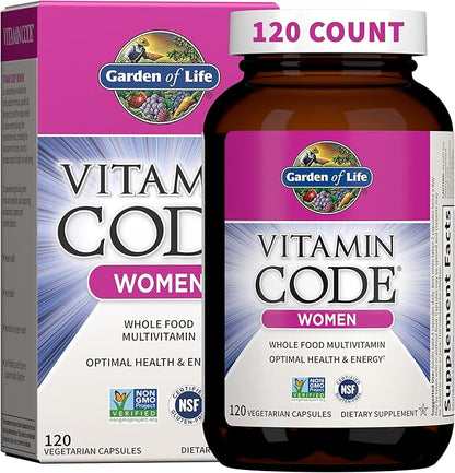 Garden of Life Multivitamin for Women, Vitamin Code Women's Multi - 120 Capsules, Whole Food Womens Multi, Vitamins, Iron, Folate not Folic Acid & Probiotics for Womens Energy, Vegetarian Supplements
