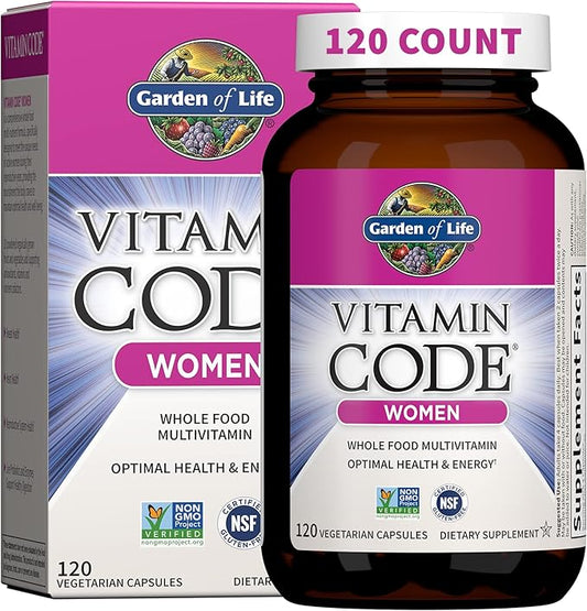 Garden of Life Multivitamin for Women, Vitamin Code Women's Multi - 120 Capsules, Whole Food Womens Multi, Vitamins, Iron, Folate not Folic Acid & Probiotics for Womens Energy, Vegetarian Supplements