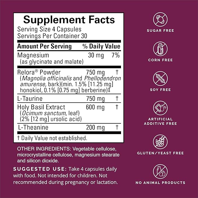 BRAINMD Dr Amen Everyday Stress Relief - 120 Capsules - Promotes Relaxation & Focus - Non-Drowsy - Gluten Free - 30 Servings