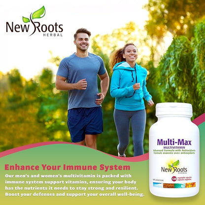New Roots | Maximum Multi Vitamin and Minerals Supplement | 45 Ingredients: D3, Calcium, Green Tea, Bee Pollen, chlorella, spirulina Coenzyme Q10, Quercetin and More (120 Capsules)