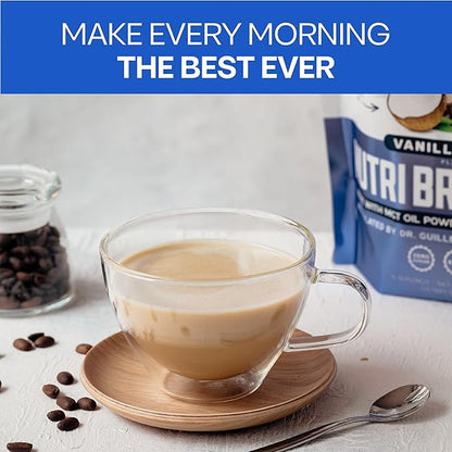 NutriBreakfast by Nutrillermo/Keto Protein Vanilla Latte Collagen Powder with MCT Oil/MCT Oil Powder with Collagen/Keto Collagen Peptides Powder with Grass-Fed Bovine Collagen Type I & III-15 Servings