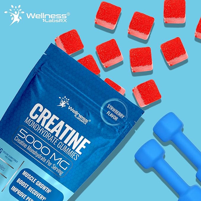 Creatine Gummies 5000mg, 30 Servings Creatine Monohydrate Gummies - Creatine for Women, Strawberry Flavor Creatine Gummies for Men, Muscle Growth, Strength, and Recovery, Vegan, Non-GMO, Gluten Free
