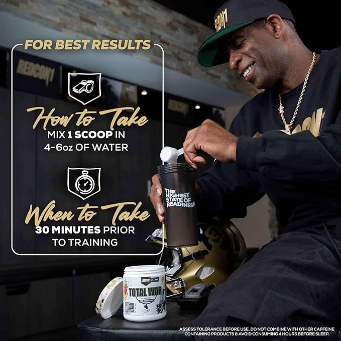 REDCON1 Pre Workout Powder for Men & Women - Total War - All-in-One Preworkout with Beta Alanine & Citruline Malate to Support Energy & Endurance - Prime Time Punch (30 Servings)