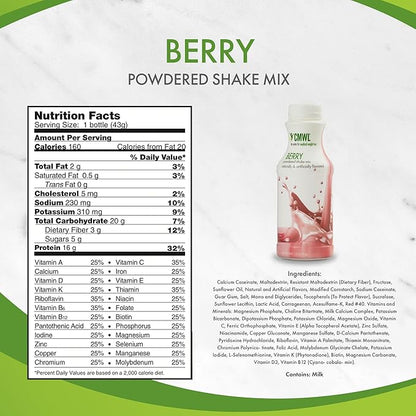 Berry Powdered Protein Shake Mix | On The Go Meal Replacement Shake | Support Weight Management | Muscle Maintenance | 160 Calories, 16g Protein, 24 Vitamins & Minerals, Low Carb, Zero Trans Fat