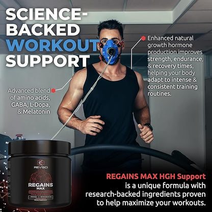 HGH Supplements for Men & Women, REVSCI Regains Max Amino Acids Supplement, Post Workout Recovery Powder, Anabolic Muscle Recovery & Muscle Builder for Men, HGH Human Growth Hormone Booster Supplement