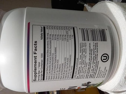 Children's Chewable Multi-Vitamin Tablets for Immune, Bone, and Brain Support - 6000 Count (6 Bottles of 1000)