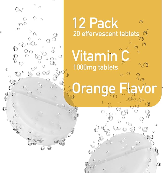 Effervescent Vitamin C 1000mg Dietary Supplement, 12-Pack, 240 Tablets