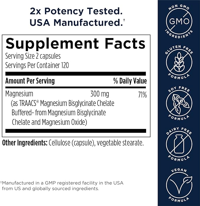 Designs for Health Magnesium Glycinate Complex - Chelated Magnesium Bisglycinate + High Absorption Magnesium Oxide for Heart Health, Immune Support & Bone Strength - Vegan (240 Capsules)