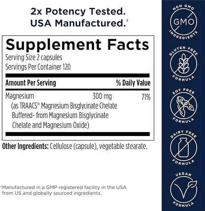 Designs for Health Magnesium Glycinate Complex - Chelated Magnesium Bisglycinate + High Absorption Magnesium Oxide for Heart Health, Immune Support & Bone Strength - Vegan (240 Capsules)