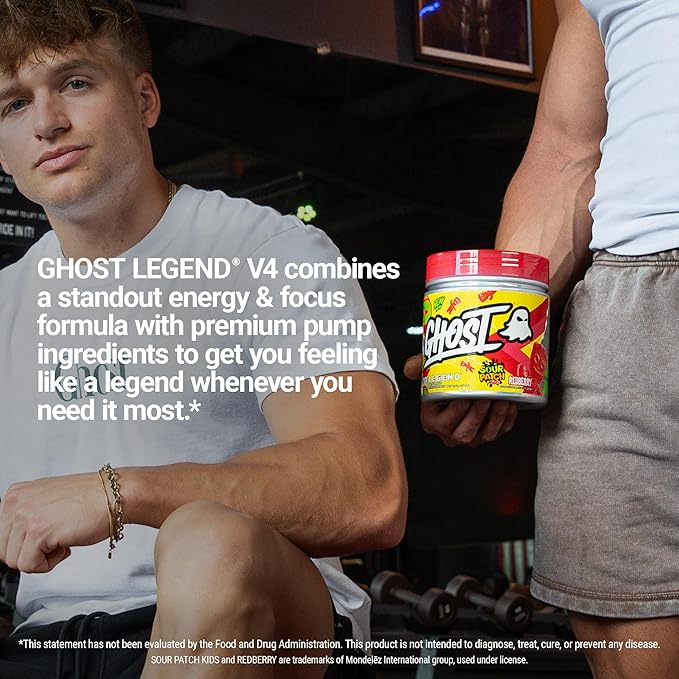 GHOST Legend V4 Pre-Workout Powder, SPK Redberry - 30 Servings – Pre-Workout for Men & Women with Choline, L-Citrulline, & Beta Alanine for Energy & Focus
