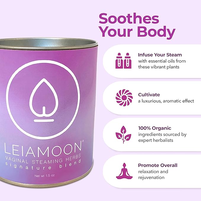 Yoni Steam Herbs Signature Blend, Yoni Herbs for Cleansing and Toning, Use in V Steam Seat or Sitz Bath, Up to 11 Steams, 1.5 oz - Leiamoon