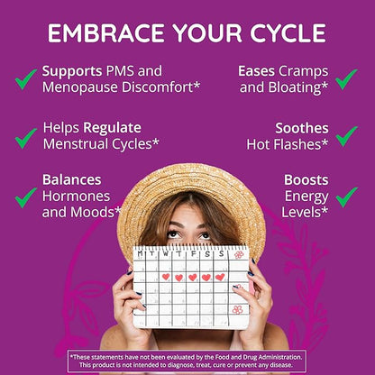 Happy Healthy Hippie Hormone Balance for Women (180ct) - PMS Support Supplement & Menopause Supplements for Women | Mood Support, Bloating Relief, PMDD | Black Cohosh, Chasteberry Supplement for Women