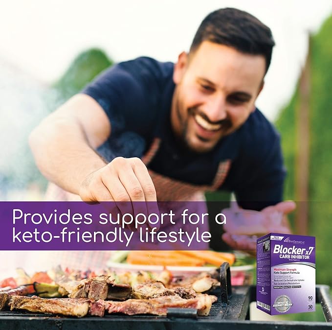 BioGenetic Labs Carb Blocker X7 - White Kidney Bean Cheat Pill - Keto-Friendly - Carb Blocker Pills for Women and Men - Appetite Suppressant to Maintain Your Ideal Body Weight (90 Capsules)