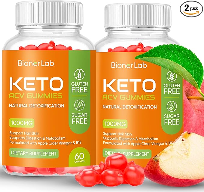 Keto ACV Gummies - Sugar Gluten Free Pro Active Super Apple Cider Vinegar Supplement for Men Women - Digestion Metabolism Hair Skin Health (1000MG)