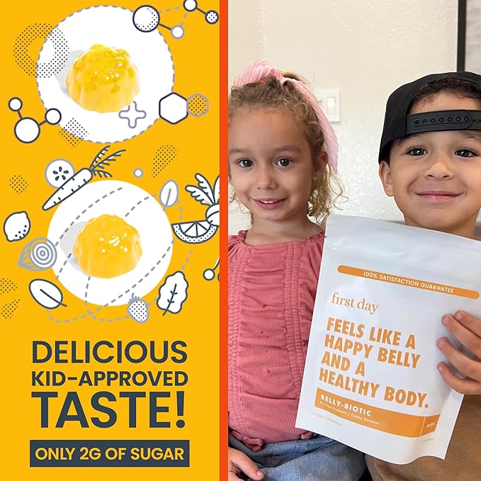 FIRST DAY Kids Tribiotic Gummies – Pre+, Post+, Probiotics & More to Support Growth – 30 Day Supply