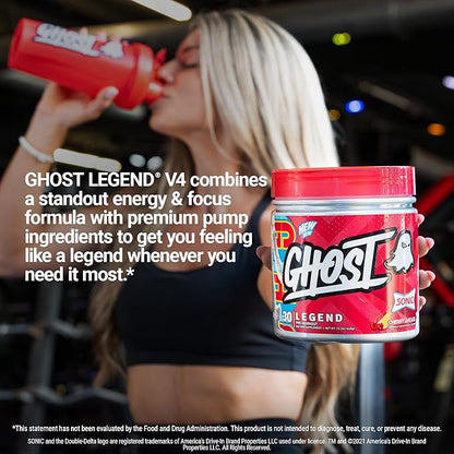 GHOST Legend V4 Pre-Workout Powder, Sonic Cherry Limeade - 30 Servings – Pre-Workout for Men & Women with Choline, L-Citrulline, & Beta Alanine for Energy & Focus