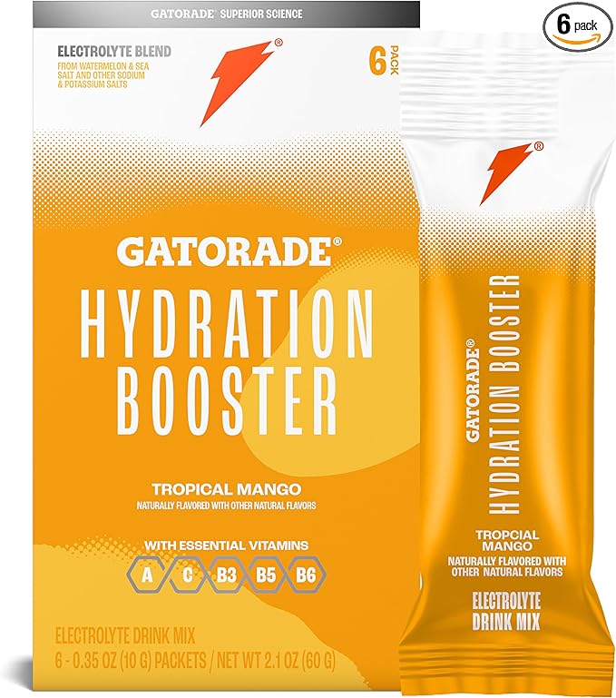 Gatorade Hydration Booster, Tropical Mango, Makes 20 Fl Oz (Pack of 6)