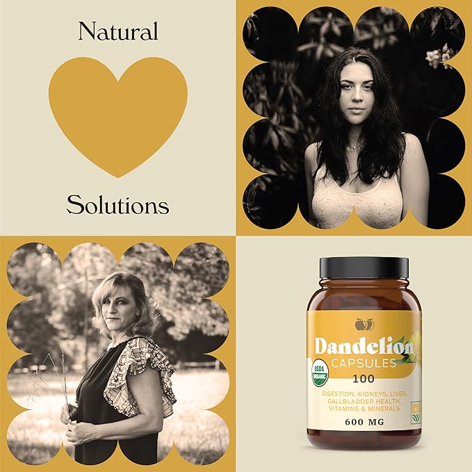 Complete Natural Products Pure Organic Dandelion Root Capsules - 530mg Capsules 100 Pills Dried Dandelion Root Herbal Supplement