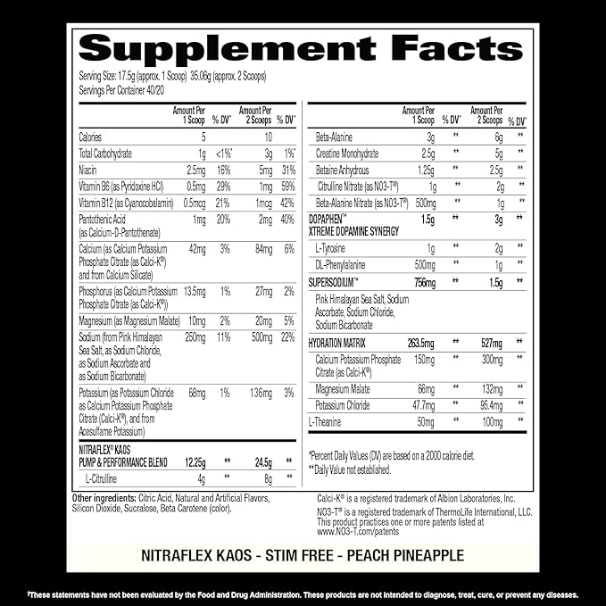 GAT SPORT Nitraflex KAOS Stimulant Free Pre-Workout (Peach Pineapple)