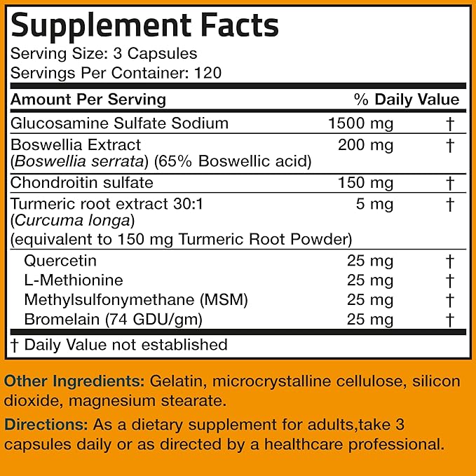 Bronson Glucosamine Chondroitin Turmeric & MSM Advanced Joint & Cartilage Formula, Supports Healthy Joints, Mobility & Cartilage - Non-GMO, 360 Capsules