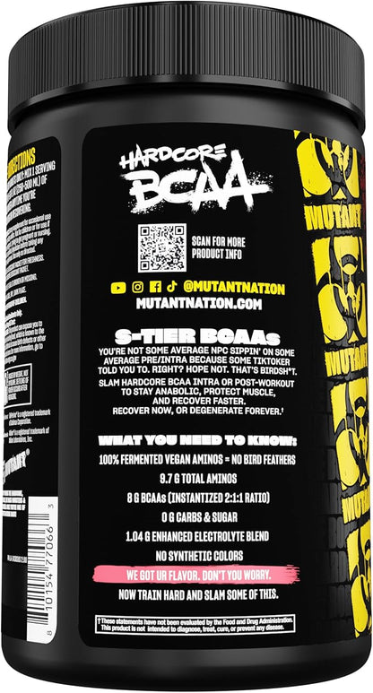 Mutant Hardcore BCAA - Pre, Intra or Post Workout – BCAA Next Level branched-Chain Amino Acids Supplement – Hydration + Recovery - 30 Serving - Watermelon