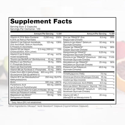 Methyl Multi Without Iron Methylated Multivitamin for Men & Women, 120-Day Supply | Methyl B12 & Methylfolate (5-MTHF) for MTHFR Support | Pharma Grade Multivitamin & Multimineral For Health, 240 Caps