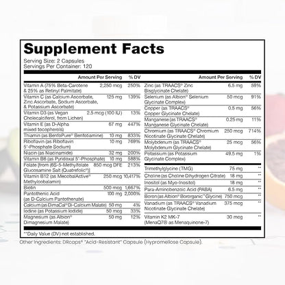 Methyl Multi Without Iron Methylated Multivitamin for Men & Women, 120-Day Supply | Methyl B12 & Methylfolate (5-MTHF) for MTHFR Support | Pharma Grade Multivitamin & Multimineral For Health, 240 Caps