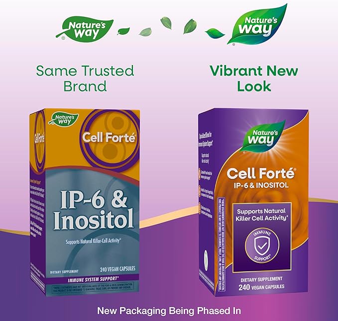 Nature's Way Cell Forté IP-6 & Inositol, Supports Natural Killer Cell Activity*, Immune Support*, with Calcium, Phosphorus & Magnesium, Gluten-Free, Vegan, 240 Capsules (Packaging May Vary)