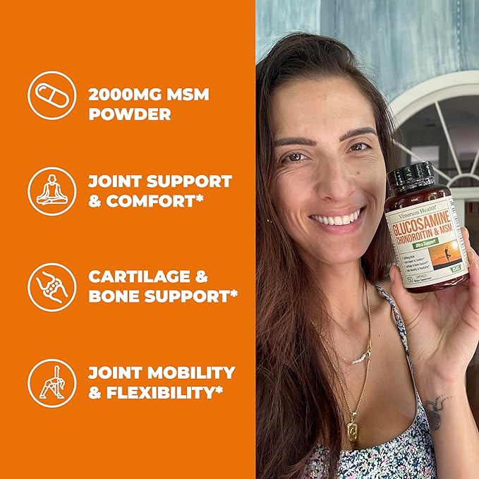Glucosamine Chondroitin MSM Joint Support Supplement with Glucosamine Sulfate 1500 mg and Chondroitin Sulfate Complex - Joint Health Chondroitin Sulfate MSM Supplement for Women and Men - 150 Capsules