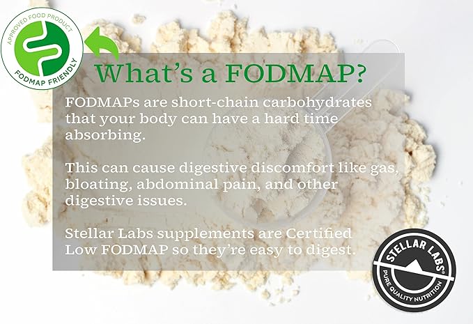 Stellar Labs Whey Protein Powder with BCAA's & Whey Isolate | Certified Low FODMAP, Non GMO, Gluten Free, Soy Free, Low Carb, Keto, with Stevia | All Natural Lean Post Workout Shakes | Vanilla