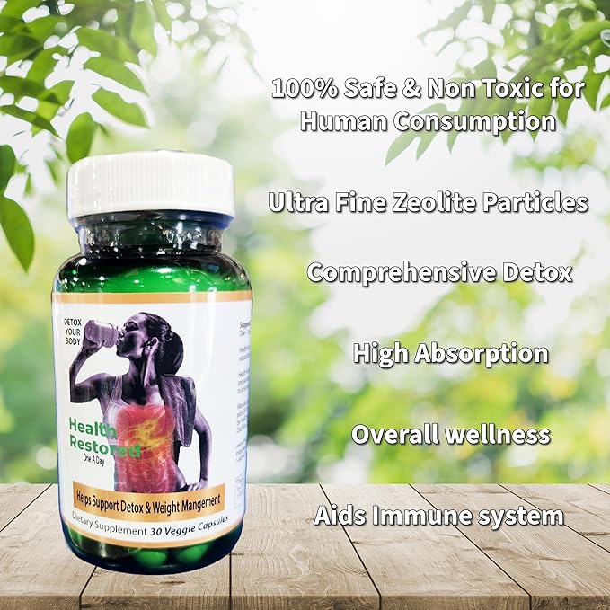 Health Restored Comprehensive Detox & Wellness Support for Men and Women - Premium 100% Clinoptilolite Zeolite Capsules - Supplement Robust Health Support with No Additives