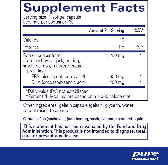 Pure Encapsulations O.N.E. Omega - Fish Oil Supplement for Heart Health, Joints, Skin, Eyes, and Cognition* - Fish Oil Concentrate with EPA and DHA - 30 Softgel Capsules
