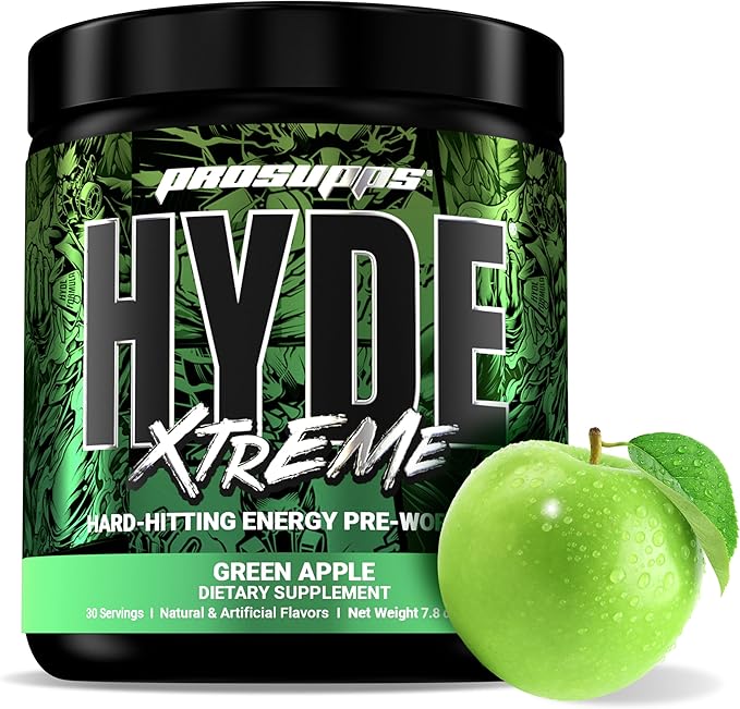 PROSUPPS Mr. Hyde Xtreme Pre-Workout Powder Energy Drink - Intense Sustained Energy, Pumps & Focus with Beta Alanine, Creatine & Nitrosigine, (30 Servings, Green Apple)