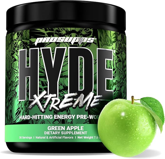 PROSUPPS Mr. Hyde Xtreme Pre-Workout Powder Energy Drink - Intense Sustained Energy, Pumps & Focus with Beta Alanine, Creatine & Nitrosigine, (30 Servings, Green Apple)