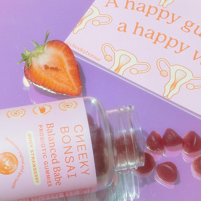 Cheeky Bonsai Balanced Babe Probiotic Gummies for Women, Juicy Strawberry Flavor 60 Count, Probiotic for Women, Urinary Tract Health, Vaginal Health, and pH Balance, 5 Billion CFUs